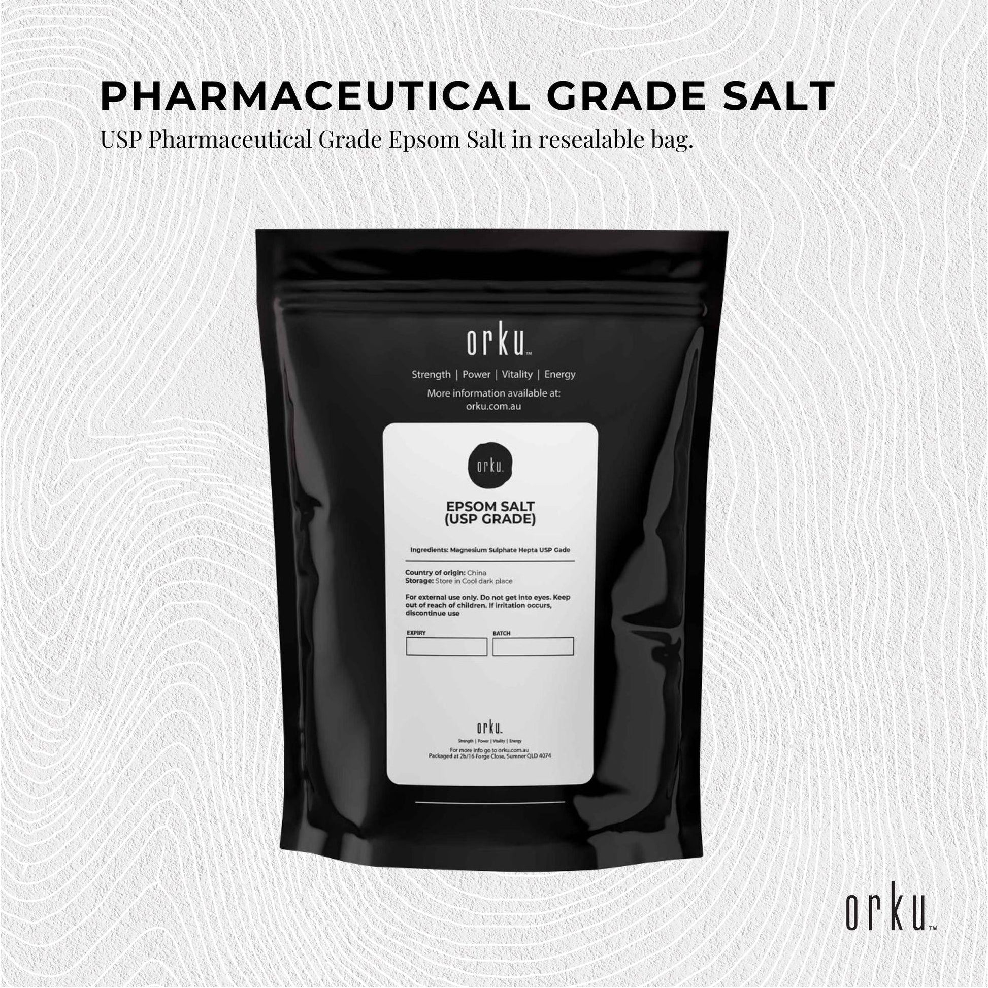 Hlpmedical Orku 2kg USP Grade Epsom Salt magnesium sulfate bath salts for relaxing body bath and muscle relief.