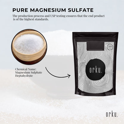 Orku 2kg Epsom Salt by Hlpmedical, USP grade magnesium sulfate bath salts for relaxation and soothing body baths.