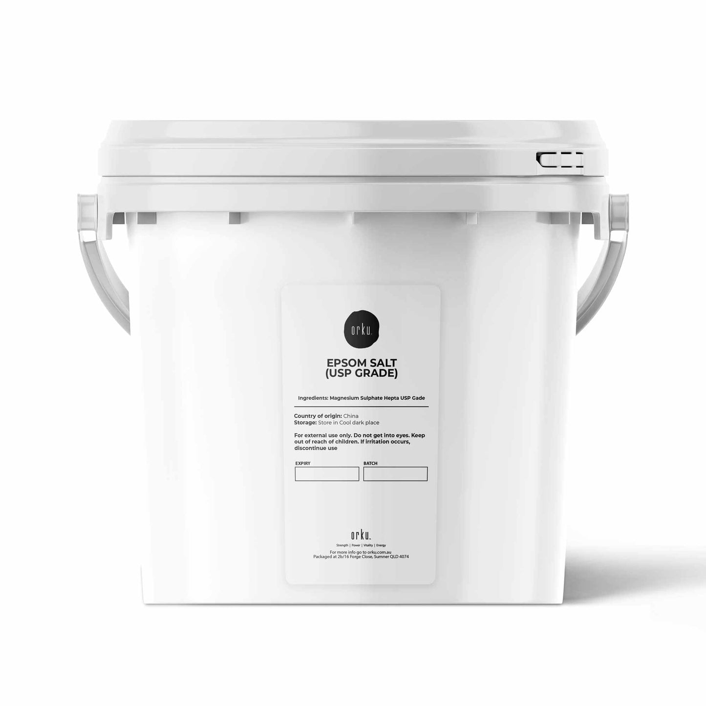 Hlpmedical Orku 5kg Epsom Salt tub with USP grade magnesium sulfate for relaxing bath and body health and beauty use.