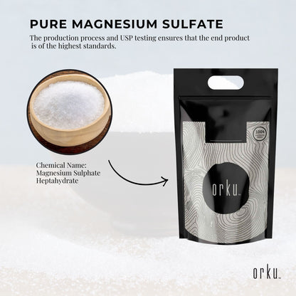 Hlpmedical Orku 5kg Epsom Salt, USP grade magnesium sulfate bath salts for relaxing body bath and muscle relief.