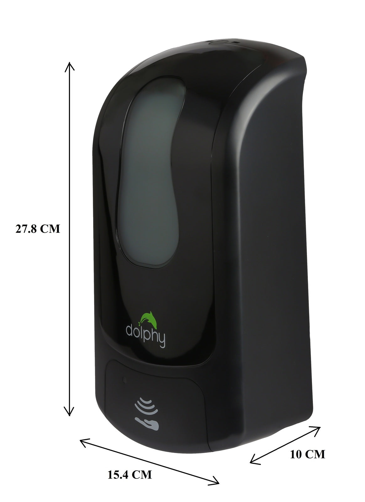 Black Hlpmedical automatic soap sanitizer dispenser with 1000ml capacity, ideal for touchless hand hygiene in bathroom or kitchen.