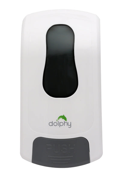 White Hlpmedical manual soap and sanitizer dispenser, 1000ml, for bathroom or health and beauty hand hygiene.
