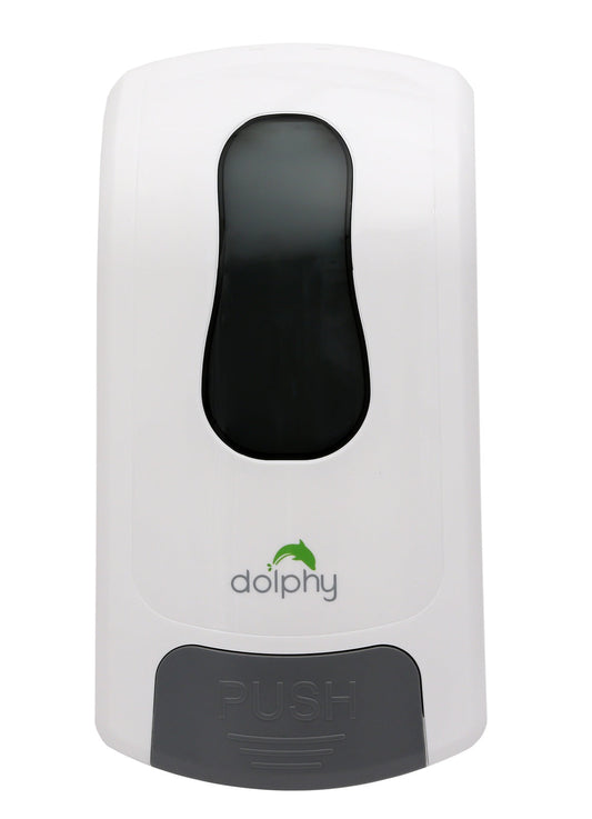 Hlpmedical 1L white manual soap sanitizer dispenser with spray for hand hygiene and body wash in health and beauty bathroom.