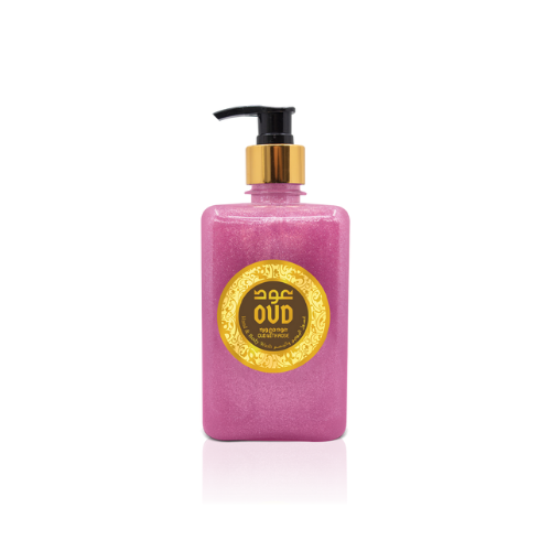 Hlpmedical Oud & Rose Hand and Body Wash in a 500mL pump bottle, featuring a floral and woody fragrance for skin cleansing.