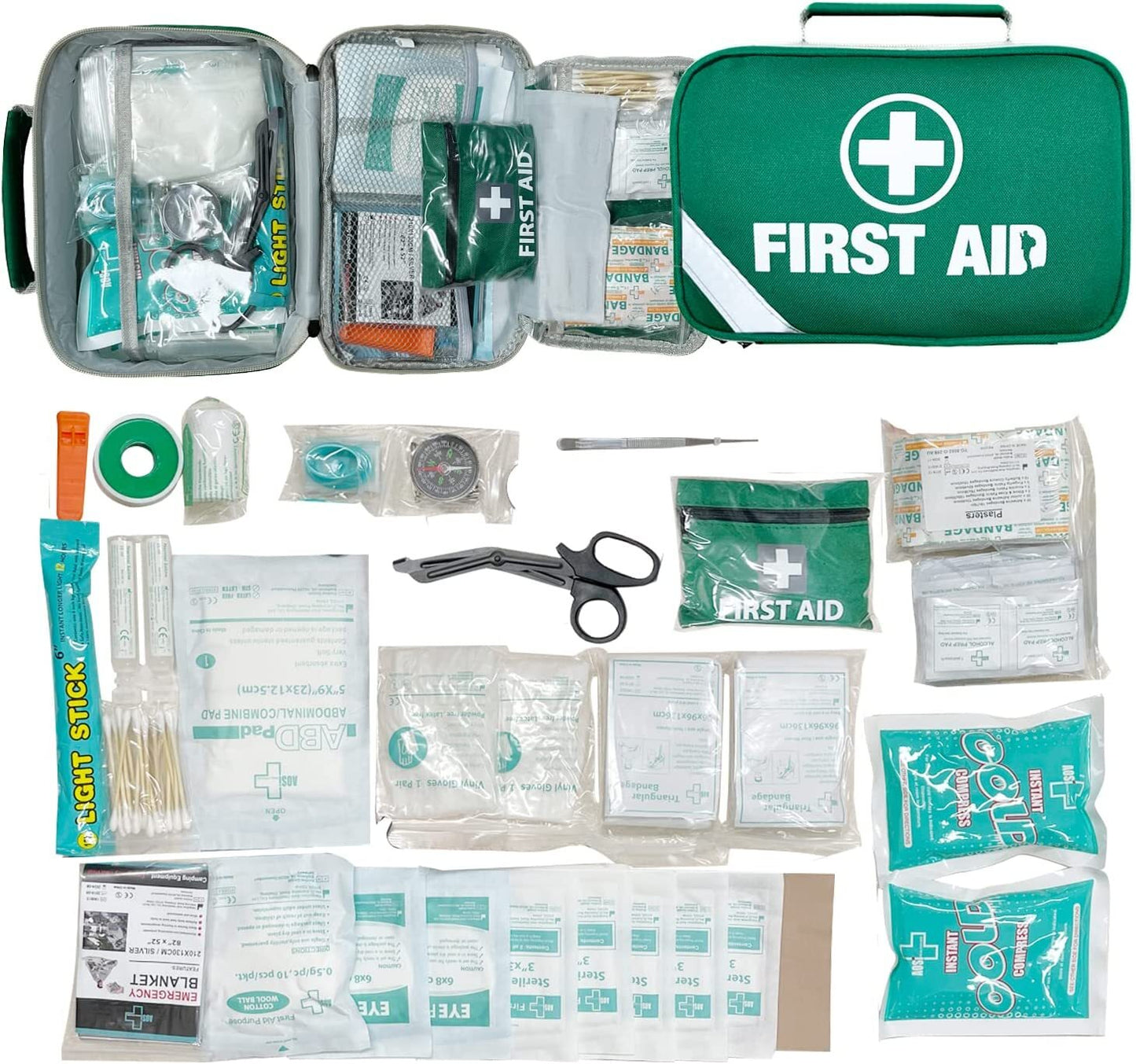 Hlpmedical 258-piece premium first aid kit with medical supplies, travel set, for emergency family safety and health needs.