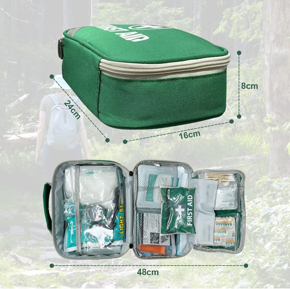 Hlpmedical 258-piece premium first aid kit for travel and family safety, includes medical supplies in a compact emergency set.
