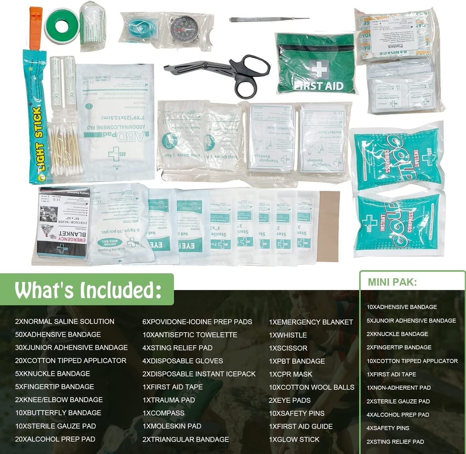 Hlpmedical 2x 258-piece premium first aid kits with medical supplies for travel, family safety, and emergency health needs.