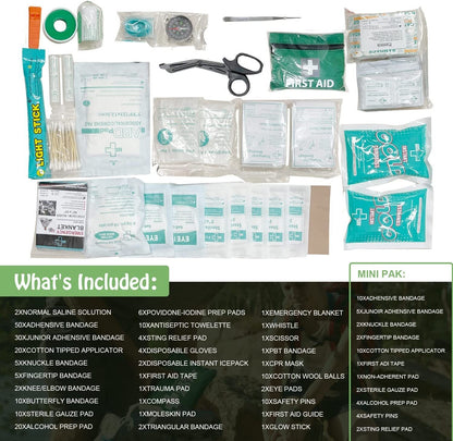 Hlpmedical 2x 258-piece premium first aid kits with medical supplies for travel, family safety, and emergency health needs.