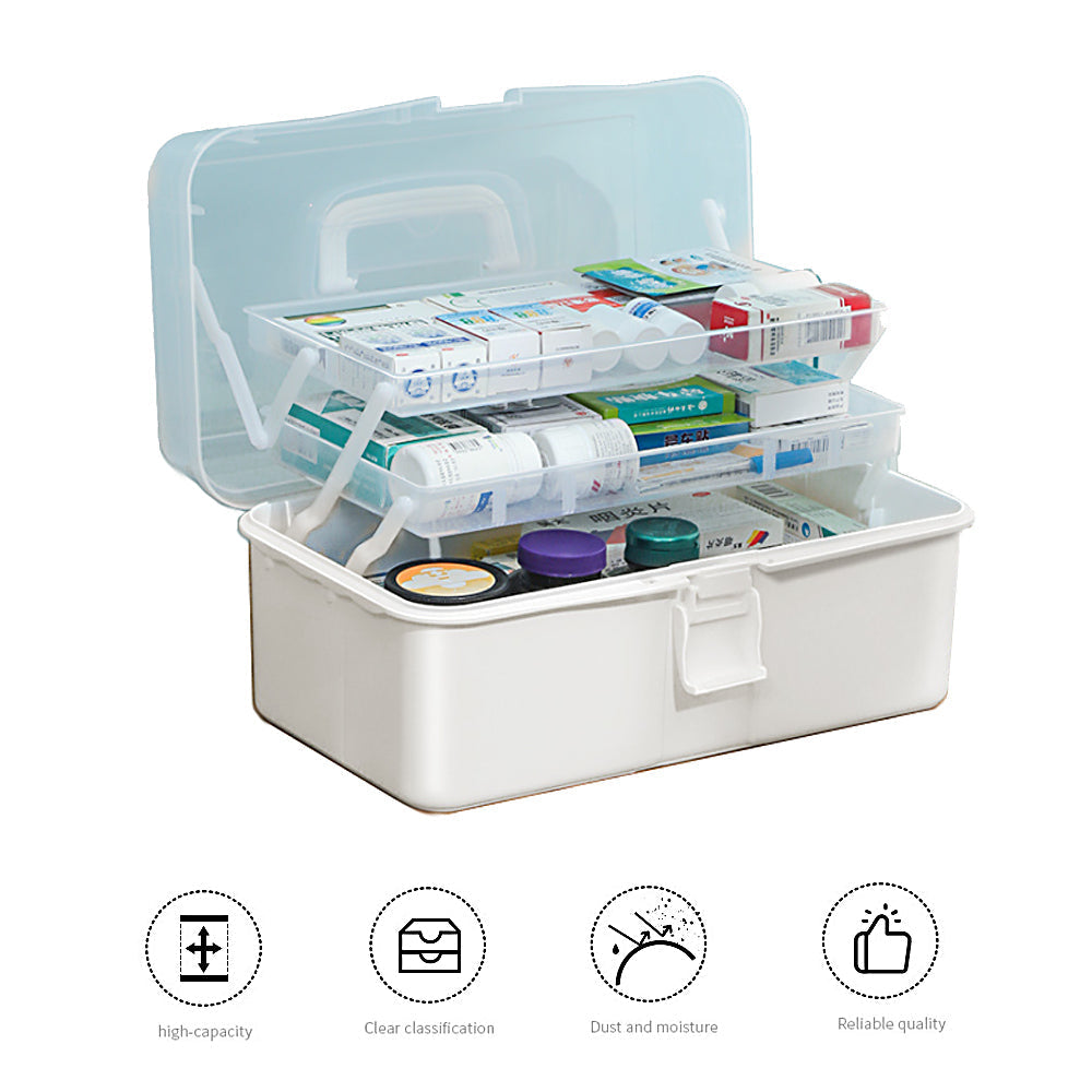 Large portable Hlpmedical first aid kit with 3 layers for emergency medical storage and organization of health supplies.