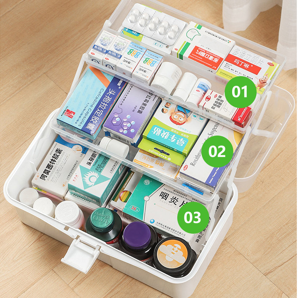 Hlpmedical large 3-layer portable first aid kit with medical supplies and organized storage for emergency medical needs