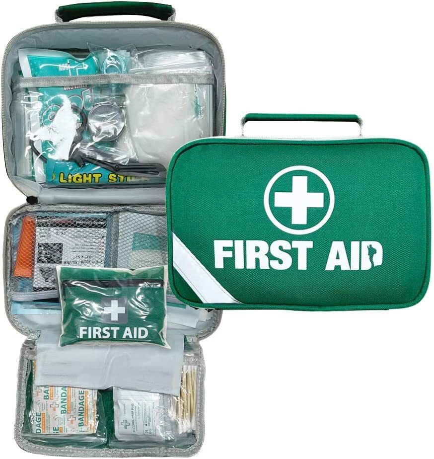 Hlpmedical 6-pack of premium first aid kits with 258 pieces each, ideal for travel, emergency, family safety, and health needs.