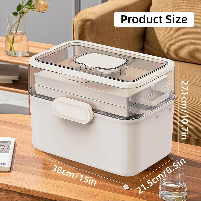 Large capacity 3-layer medicine box by Hlpmedical, ideal for family medical storage and first aid supplies.