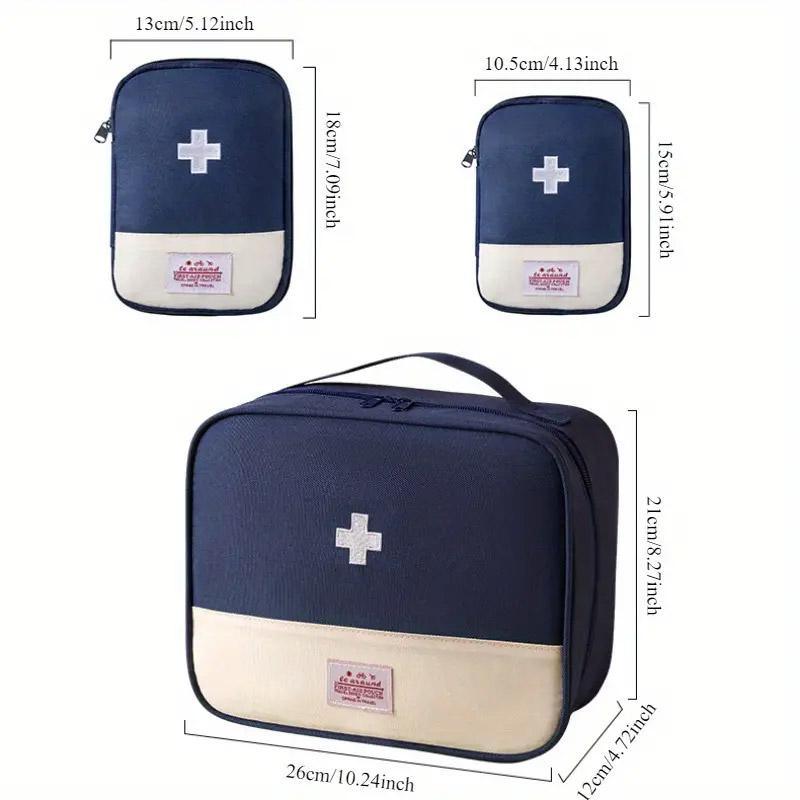 Set of 3 navy portable travel medical bags by Hlpmedical, ideal for home emergency first aid storage and organization.