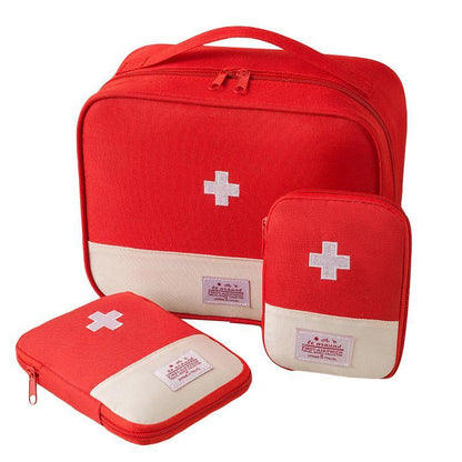 Set of 3 navy portable travel medical bags by Hlpmedical, compact first aid organizers for home or emergency use.