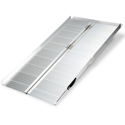 Equipmed 152cm portable folding aluminium access ramp for wheelchairs, mobility scooters, and rollators, with 272kg weight capacity.