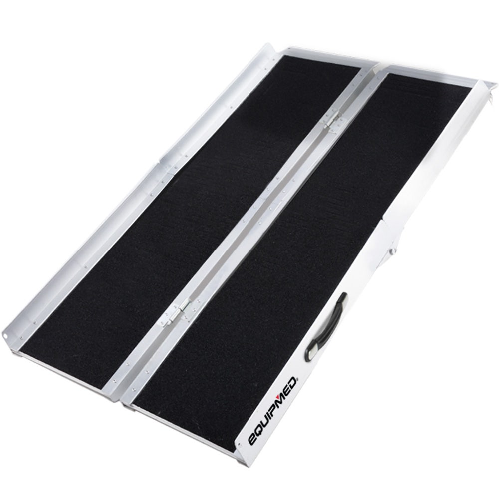 Hlpmedical EQUIPMED 152cm portable folding aluminum access ramp for wheelchair, mobility scooter, and rollator.