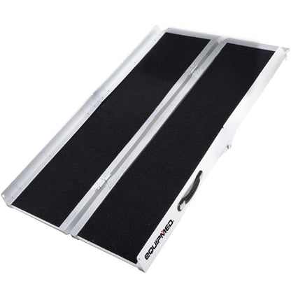 Hlpmedical EQUIPMED 152cm portable folding aluminum access ramp for wheelchair, mobility scooter, and rollator.