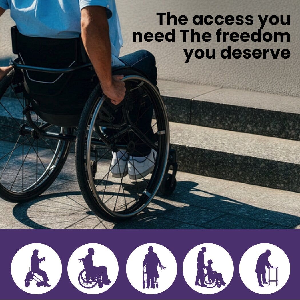 Hlpmedical EQUIPMED 152cm portable folding aluminium access ramp for wheelchairs, mobility scooters, and rollators.