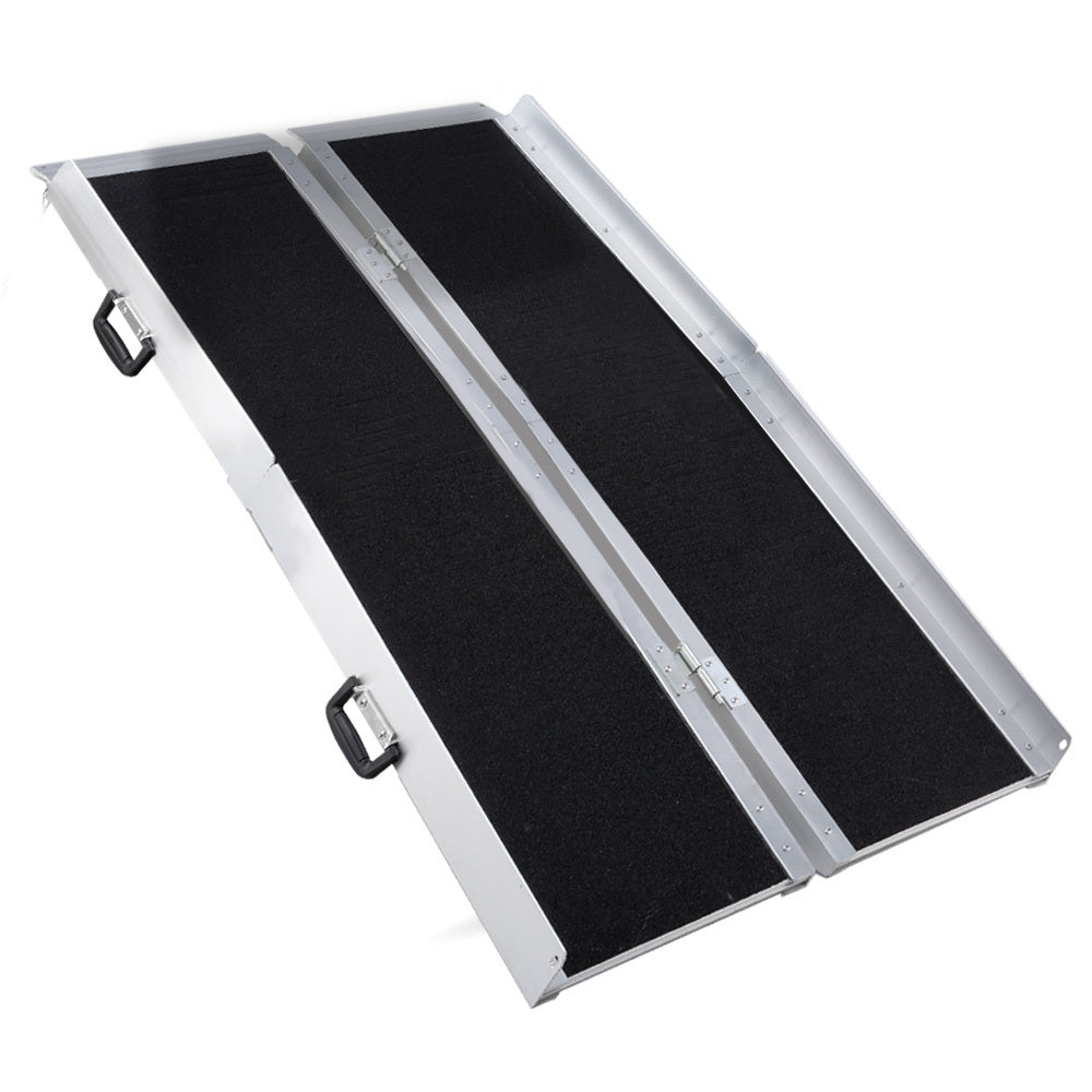 Hlpmedical EQUIPMED 182cm portable folding aluminium wheelchair ramp with ultra-grip surface and 272kg weight capacity.