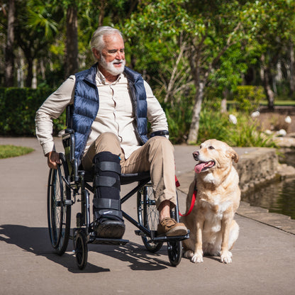 Equipmed 24-inch folding bariatric wheelchair by Hlpmedical with XL wide design, dark grey hammertone, park brakes, and retractable armrests.