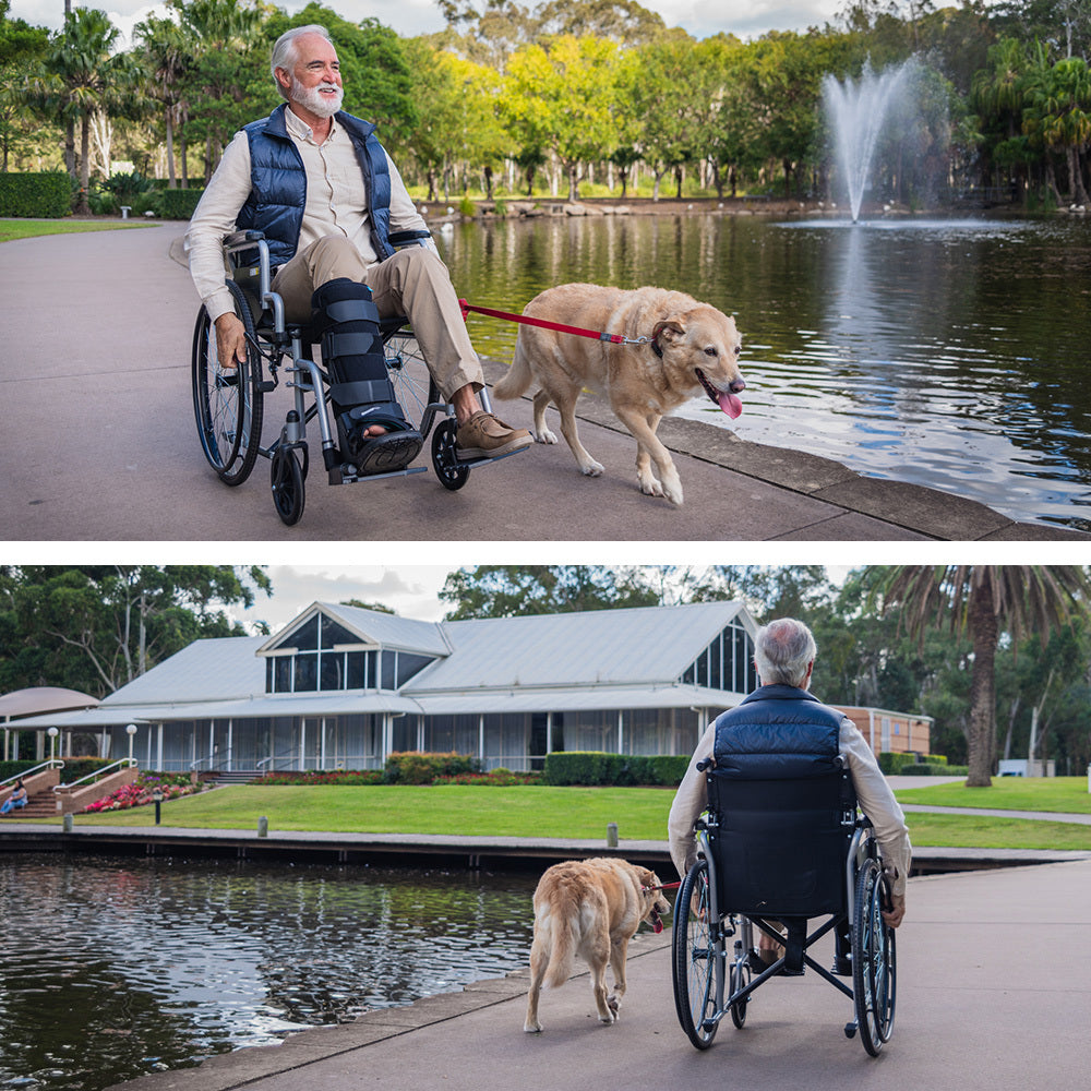 Grey EQUIPMED 24-inch folding wheelchair by Hlpmedical, lightweight and portable for elderly and disabled individuals.