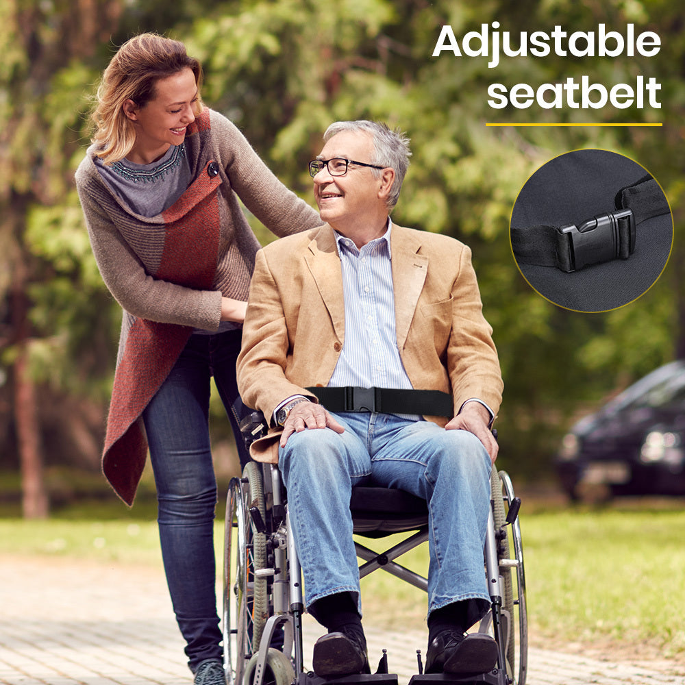 Hlpmedical EQUIPMED 24-inch portable folding wheelchair with alloy frame, suitable for seniors and elderly mobility assistance.
