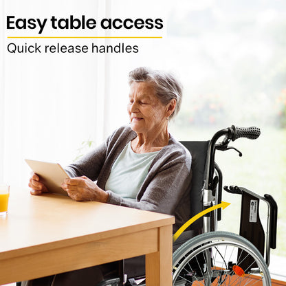 Portable EQUIPMED 24-inch folding wheelchair with alloy frame, designed for senior and elderly mobility assistance.