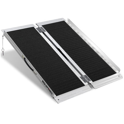 Hlpmedical EQUIPMED 91cm black aluminum portable folding access ramp with ultra-grip surface for wheelchair and mobility scooter use.