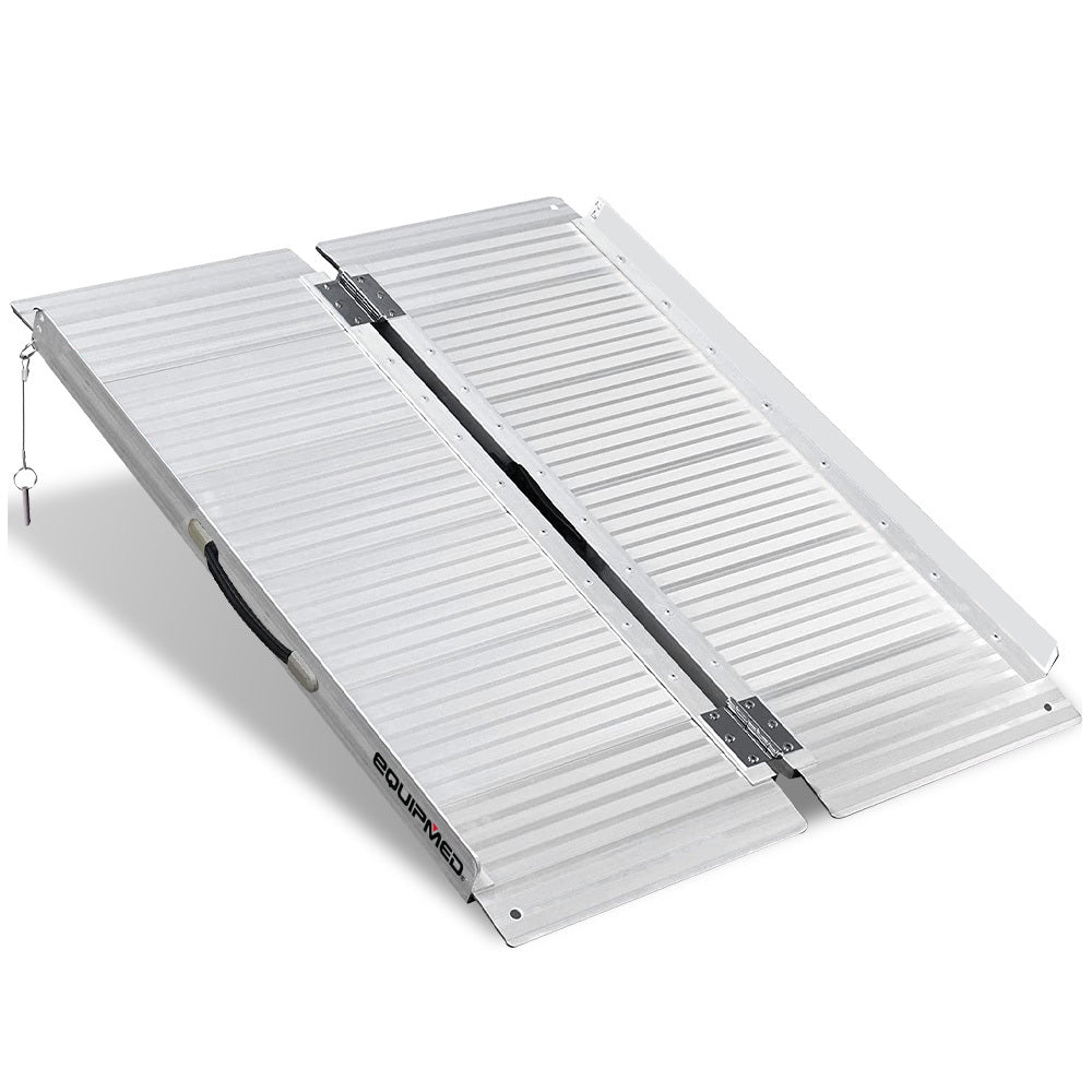 Hlpmedical EQUIPMED 91cm portable folding aluminium access ramp for wheelchair, mobility scooter, and rollator, rated for 272kg.