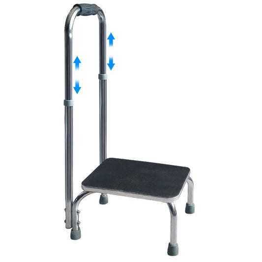 Equipmed bath and shower assistance step from Hlpmedical with adjustable handle and 150kg capacity for mobility and accessibility.