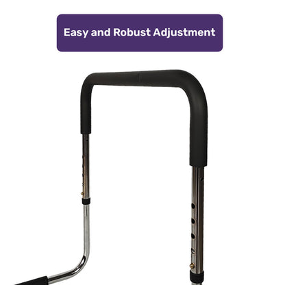 Equipmed Bed Assist Hand Rail by Hlpmedical, adjustable support with soft grip handle for seniors’ mobility and bedside safety.