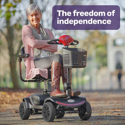 Hlpmedical EQUIPMED Electric Mobility Scooter Portable Folding for elderly, black and red compact design for easy transport