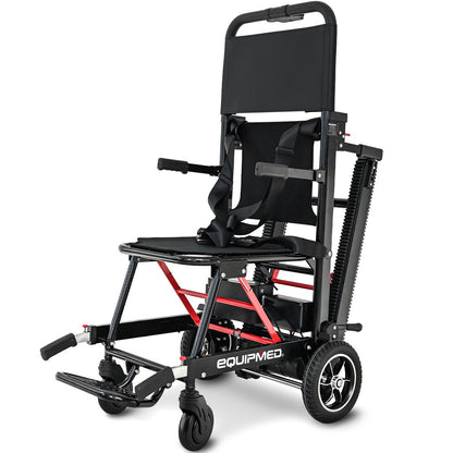 Hlpmedical Equipmed electric stair climbing wheelchair with aluminium alloy frame, foldable design, 169kg load capacity, and step climbing features.