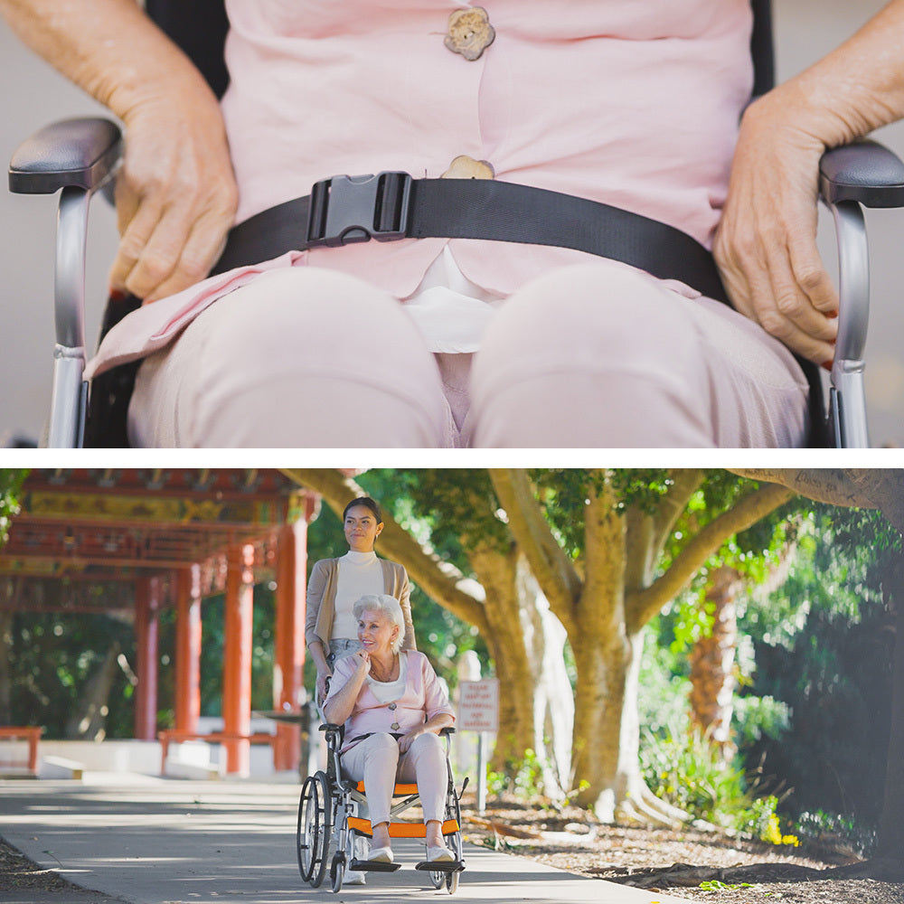 Orange EQUIPMED folding aluminium wheelchair with 20-inch wheels, park brakes, suitable for up to 100kg capacity.