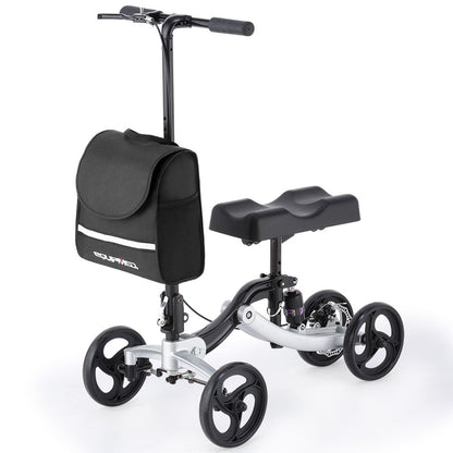 Hlpmedical EQUIPMED knee scooter walker with disc brake, suspension, and carrying bag for broken leg ankle foot mobility aid