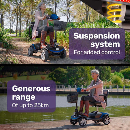 Hlpmedical EQUIPMED electric mobility scooter with 4 wheels, portable, foldable, designed for easy mobility and accessibility.