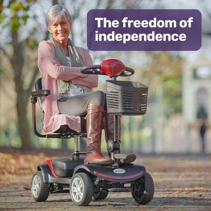 Hlpmedical EQUIPMED electric mobility scooter with 4 wheels, foldable design, portable and motorized for enhanced mobility.
