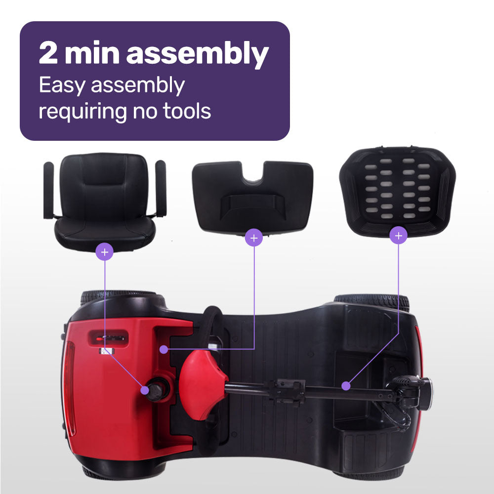 Hlpmedical EQUIPMED electric mobility scooter with 4 wheels, folding design, portable power for enhanced mobility and accessibility.