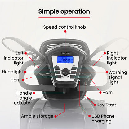 Grey EQUIPMED Mobility Scooter by Hlpmedical with comfortable design, 30km range, 180kg capacity, suitable for all riders.