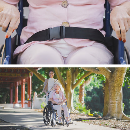 Blue EQUIPMED portable wheelchair with 24-inch wheels, lightweight design, foldable frame, suitable for mobility and accessibility.