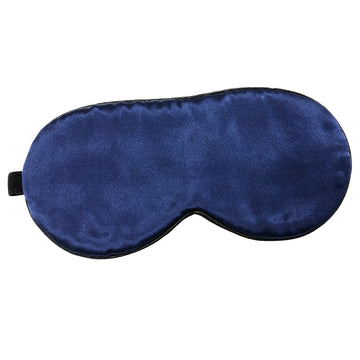 Navy silk sleep eye mask for women and men, Hlpmedical brand, soft, comfortable sleeping aid for restful rest.