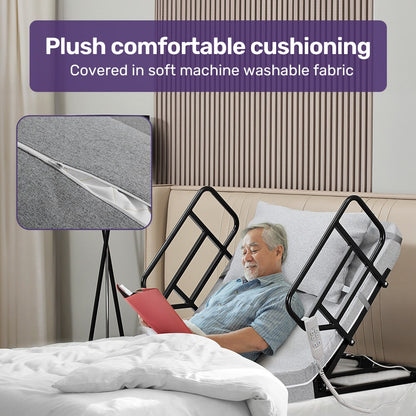 Hlpmedical Equipmed electric adjustable bed with remote control, grey, featuring backrest and leg adjustment for enhanced comfort.