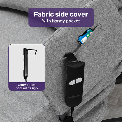Equipmed electric adjustable bed backrest by Hlpmedical, full-length grey back support with remote control for comfortable sleeping.