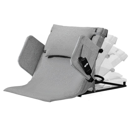 Hlpmedical Equipmed electric adjustable bed backrest with remote control, grey, German-engineered power lifting support for better sleep.