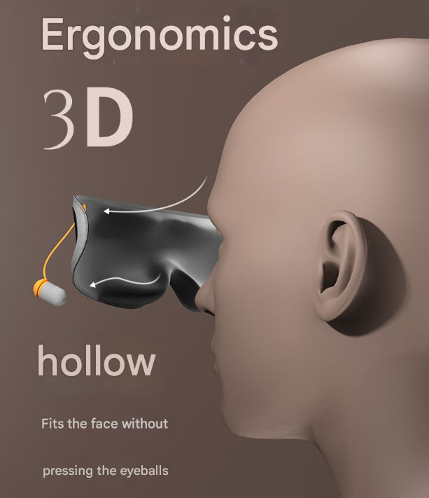 Grey 2-in-1 blackout sleep mask with integrated noise-reducing earplugs by Hlpmedical for undisturbed rest and improved sleep comfort.