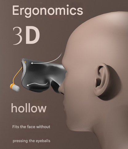 Grey 2-in-1 blackout sleep mask with integrated noise-reducing earplugs by Hlpmedical for undisturbed rest and improved sleep comfort.