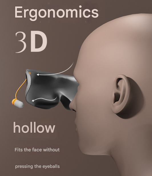 Grey Hlpmedical 2-in-1 blackout sleep mask with integrated noise-reducing earplugs for comfortable undisturbed rest.