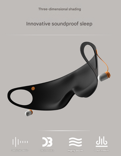 Grey Hlpmedical 2-in-1 blackout sleep mask with integrated noise-reducing earplugs for restful, undisturbed sleep.
