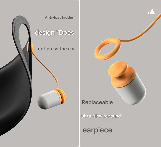 Grey 2-in-1 blackout sleep mask with integrated noise-reducing earplugs by Hlpmedical for undisturbed rest and better sleep.