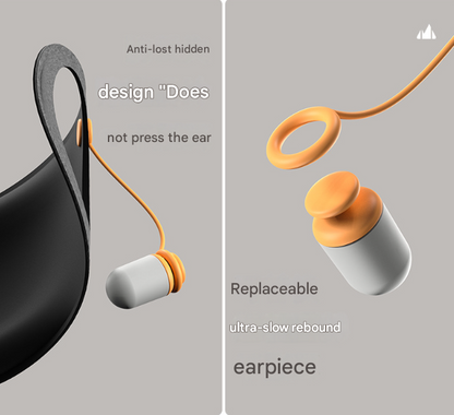 Grey 2-in-1 blackout sleep mask with integrated noise-reducing earplugs by Hlpmedical for undisturbed rest and better sleep.